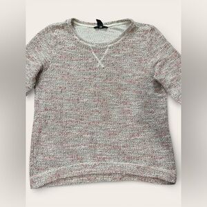 H&M Speckled Knit Sweater Small — Gray Pink Textured Pullover Cozy